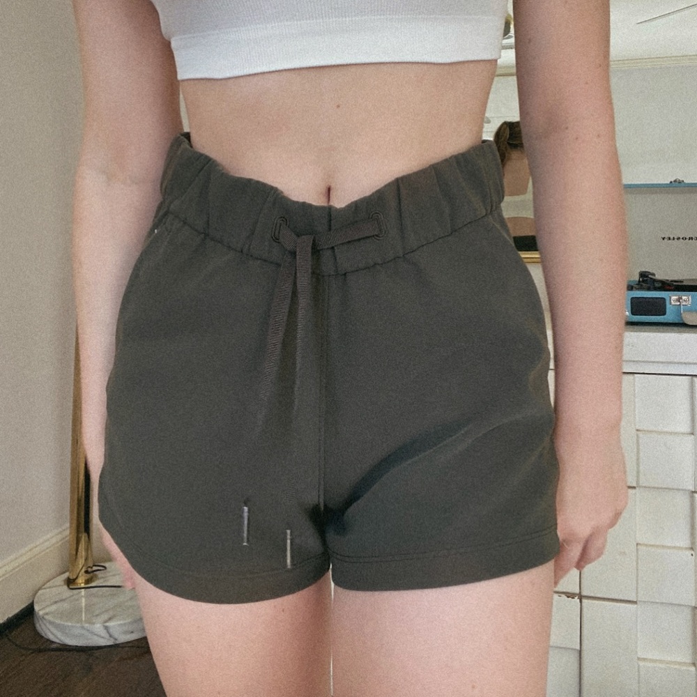 Camo Green Lululemon “On the Fly Shorts” in 2.5”